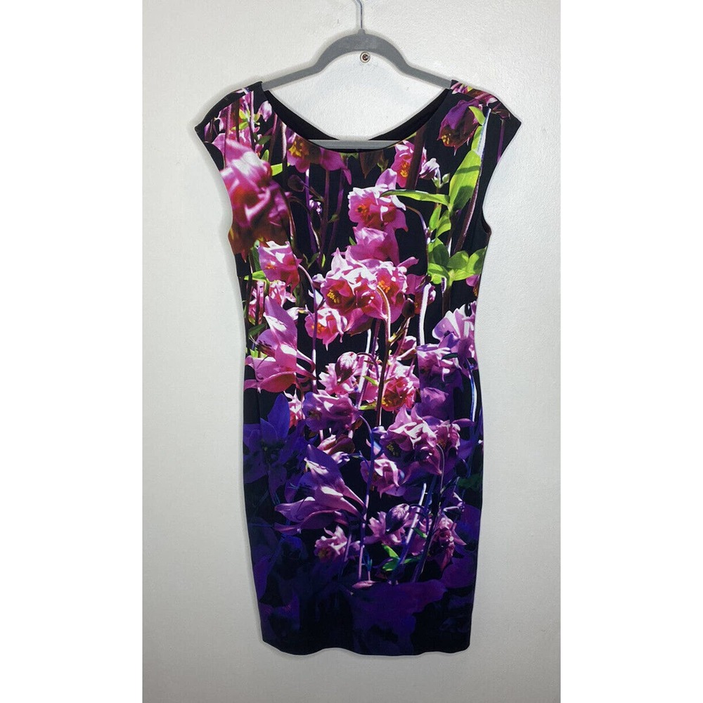 ESCADA Floral Botanical Print Cap-Sleeve Sheath Dress size 38 US Medium - Picture 2 of 7